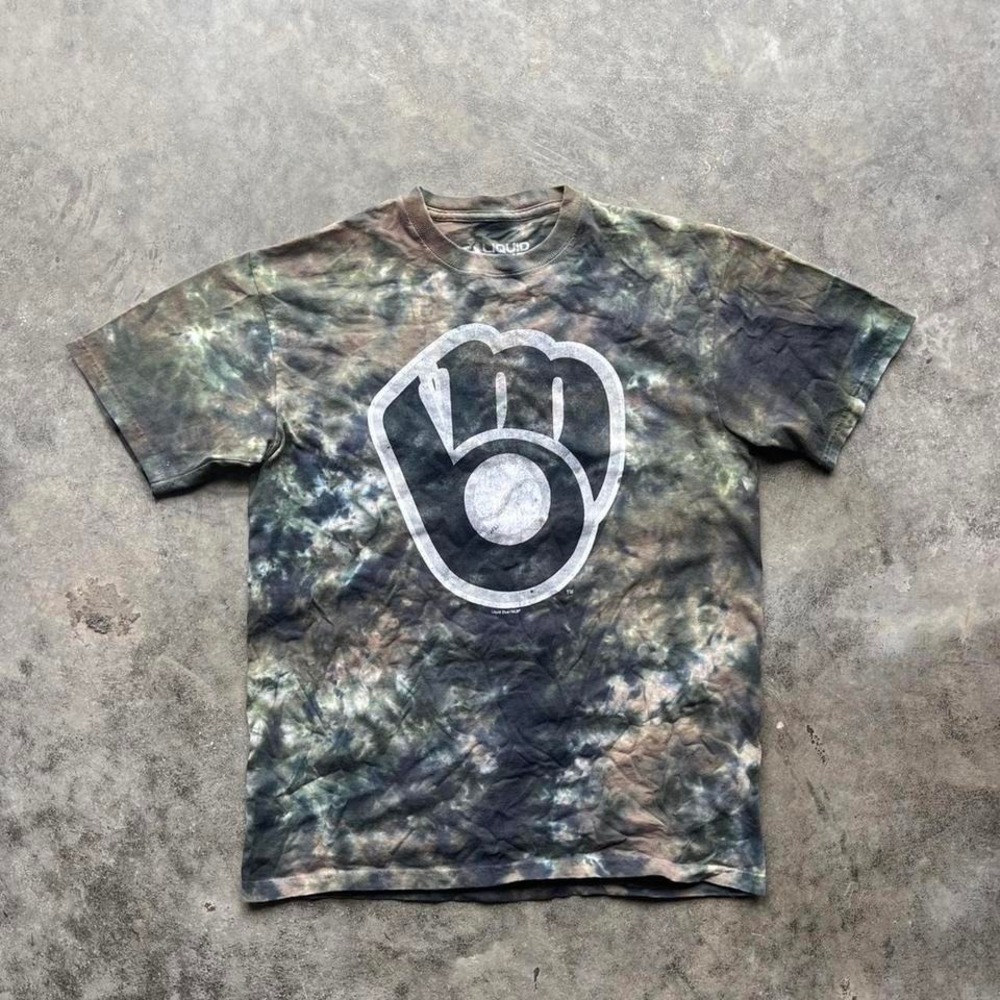 vintage y2k 00s liquid blue mlb tie dye tee